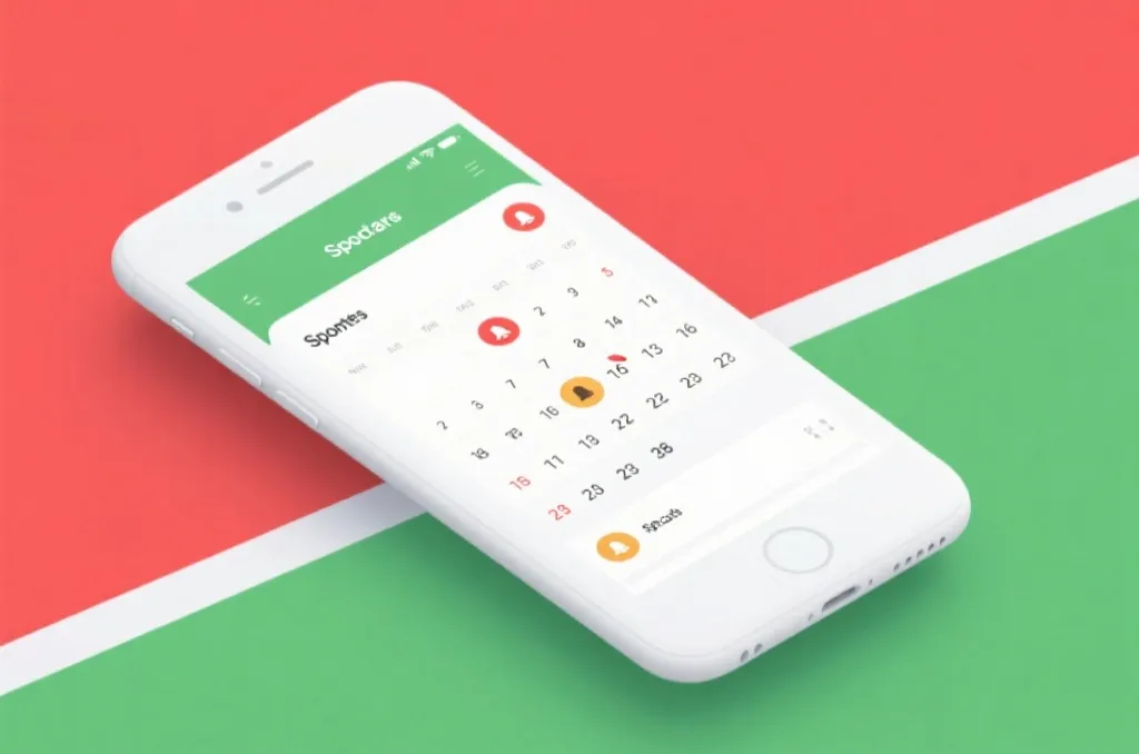A clean, modern mobile phone interface displaying a sports event calendar with notification bell icons